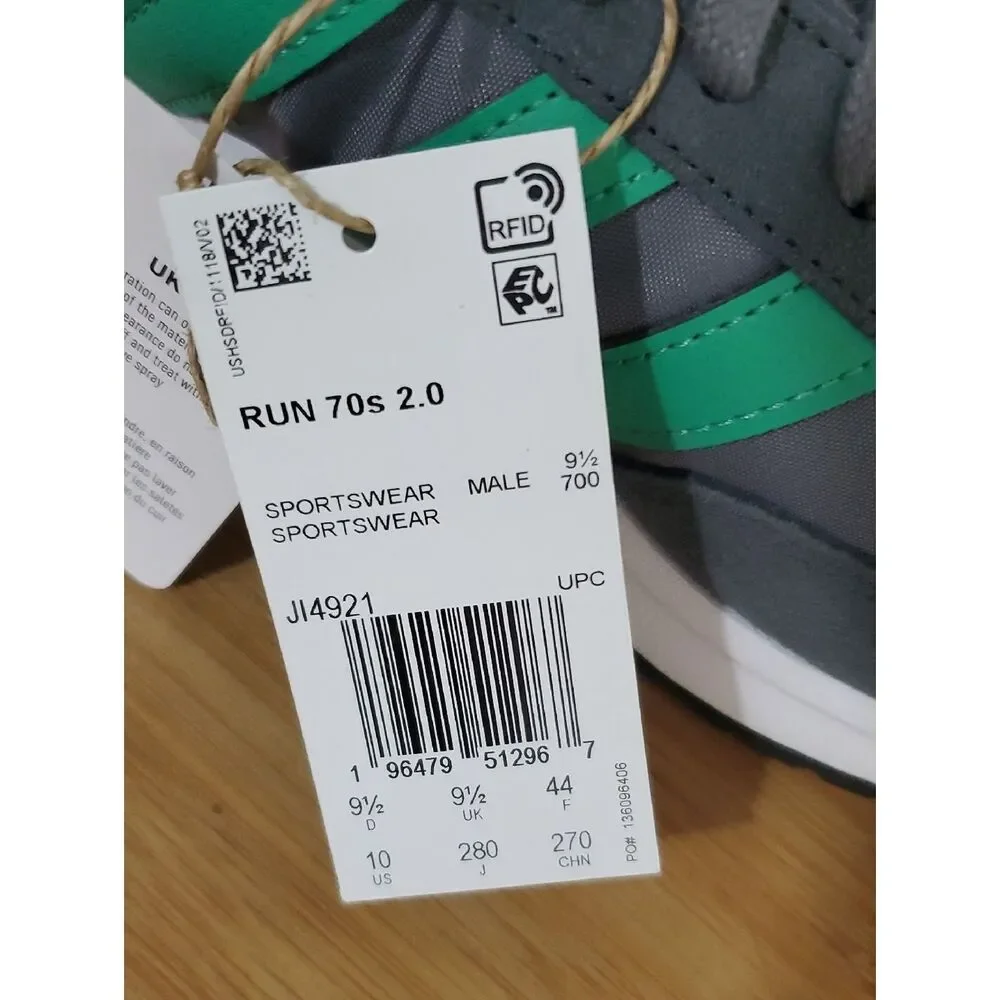 adidas Run 70s 2.0 Sneakers Grey Green Men's 10 NIB